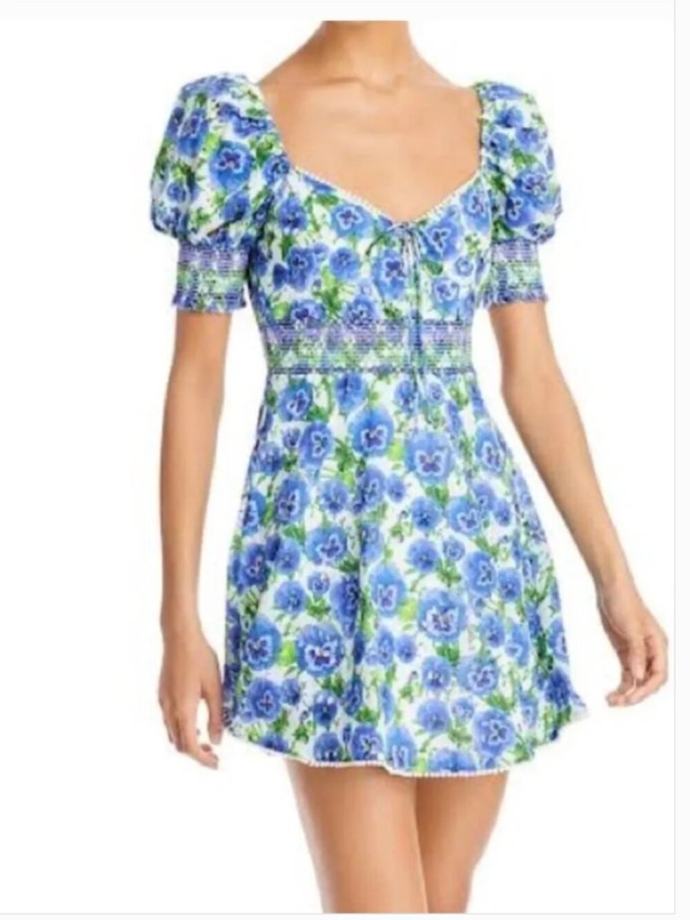 Alice + Olivia Crawford embroidered eyelets sweetheart mini dress size 6